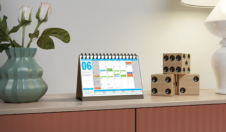 Shout by Design 2026 promotional content planning calendar on hall table