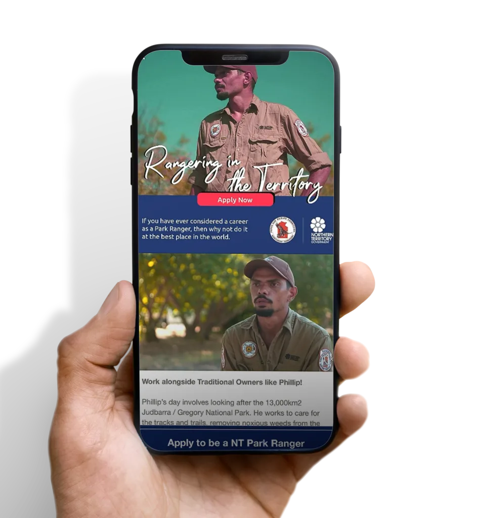 NT Park Ranger recruitment social media campaign promoting careers in the Northern Territory.