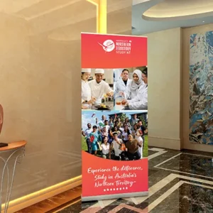 Report, Publication and Capability Statement Design Study NT pull-up banner designed for education marketing and promotional events.