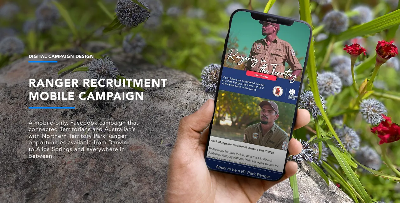 NT Parks and Wildlife ranger recruitment mobile campaign displayed on a smartphone