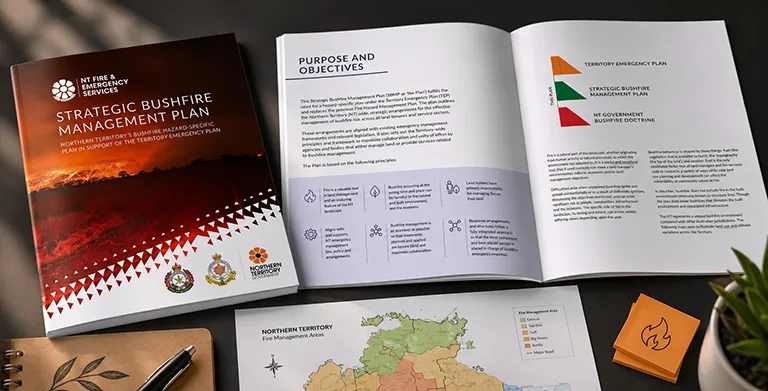 Strategic Bushfire Management Plan publication design for NT Fire and Emergency Services